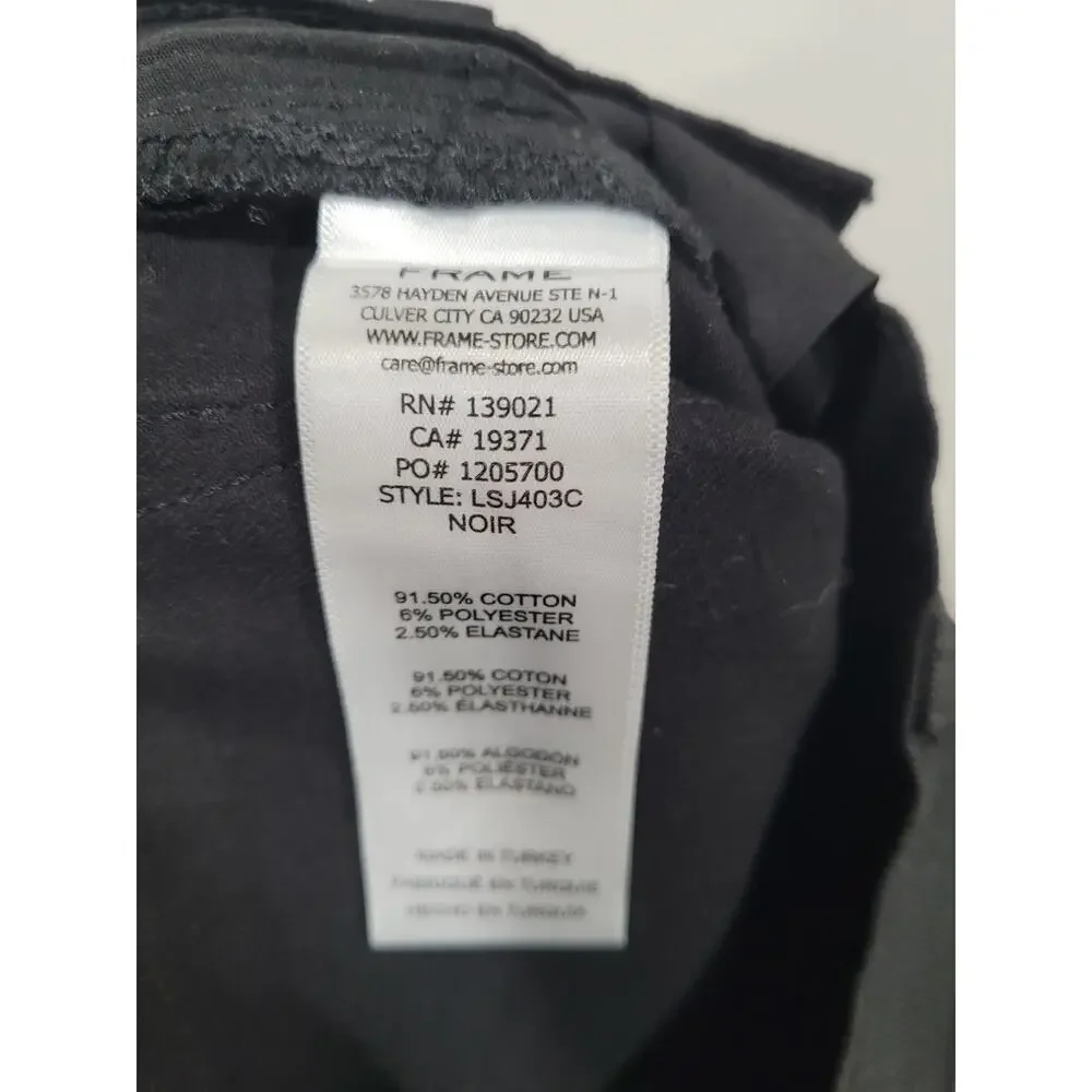Frame Women's Le Skinny de‎ Jeanne Black Shine Noir Jeans size 27 #P3 - Picture 7 of 7